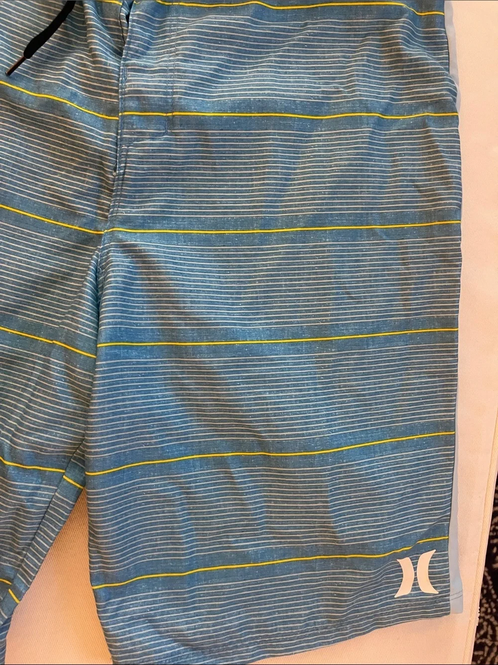 Hurley Blue Board Shorts with Yellow Stripe Accents Size 18/29